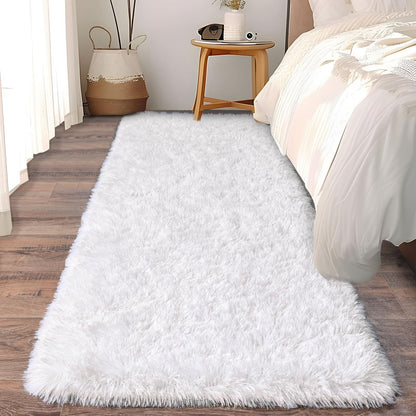 Ultra Soft Runner Rugs for Bedroom Hallways with Upgraded Non-Slip Rubber Backing & Thick Memory Sponge, 2x6 Feet Fluffy Shag Throw Area Rug for Bedside Dorm Dark Grey
