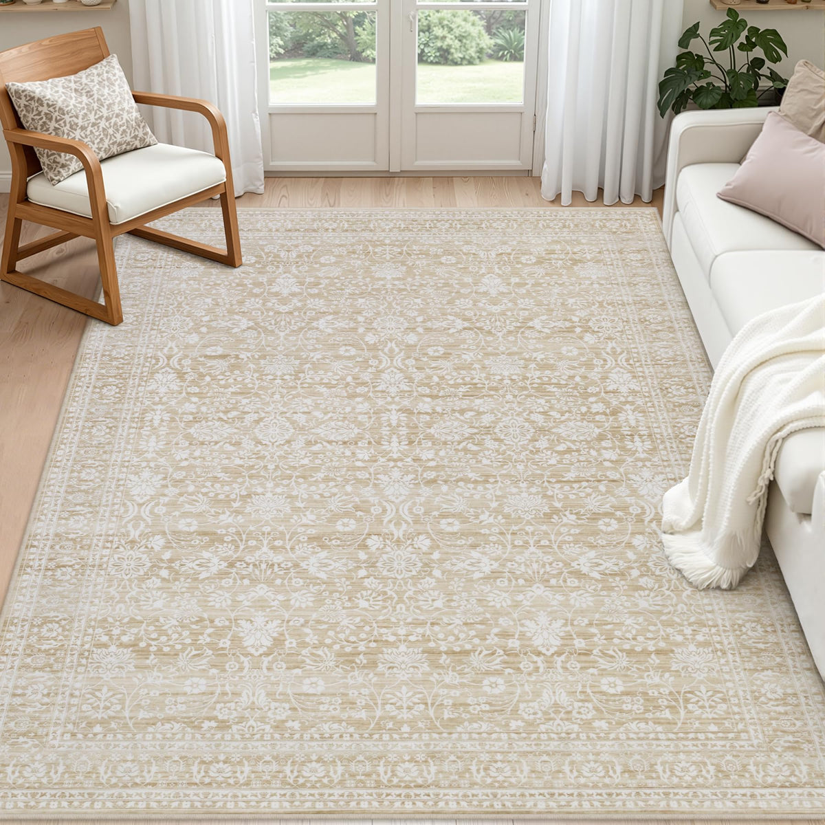 8x10 Area Rugs Living Room: Bedroom Neutral Washable Carpet Beige
