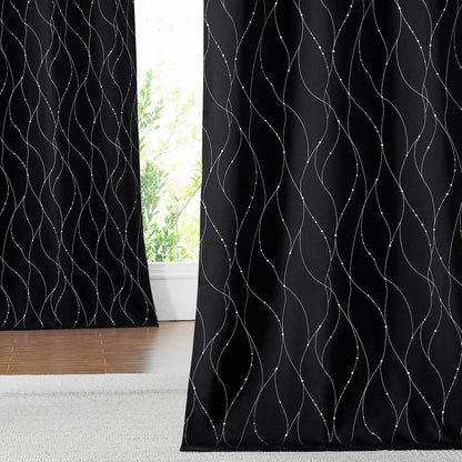 NICETOWN Grey Blackout Striped Pattern Curtains for Living Room, 52 x 84