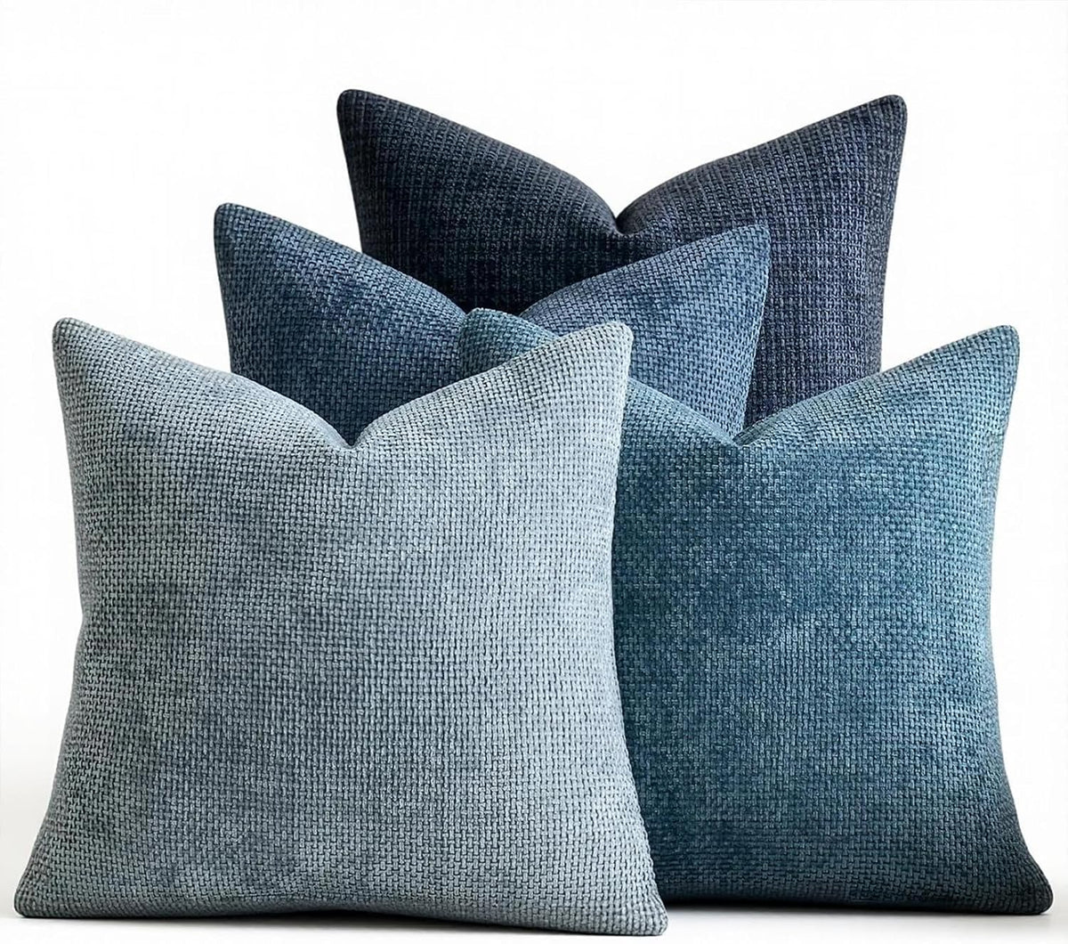ZONYO Throw Pillow Covers 18x18 Set of 4, Soft Plush Chenille Decorative Fade Resistant Washable Cushion Covers for Couch Sofa Bed, Navy Blue Boho Farmhouse Coastal,Living Room, Bedroom Decor