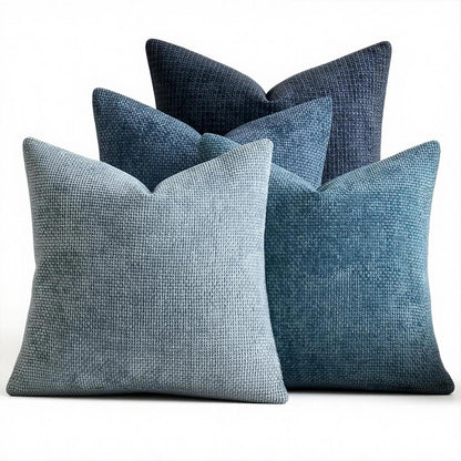 ZONYO Throw Pillow Covers 18x18 Set of 4, Soft Plush Chenille Decorative Fade Resistant Washable Cushion Covers for Couch Sofa Bed, Navy Blue Boho Farmhouse Coastal,Living Room, Bedroom Decor