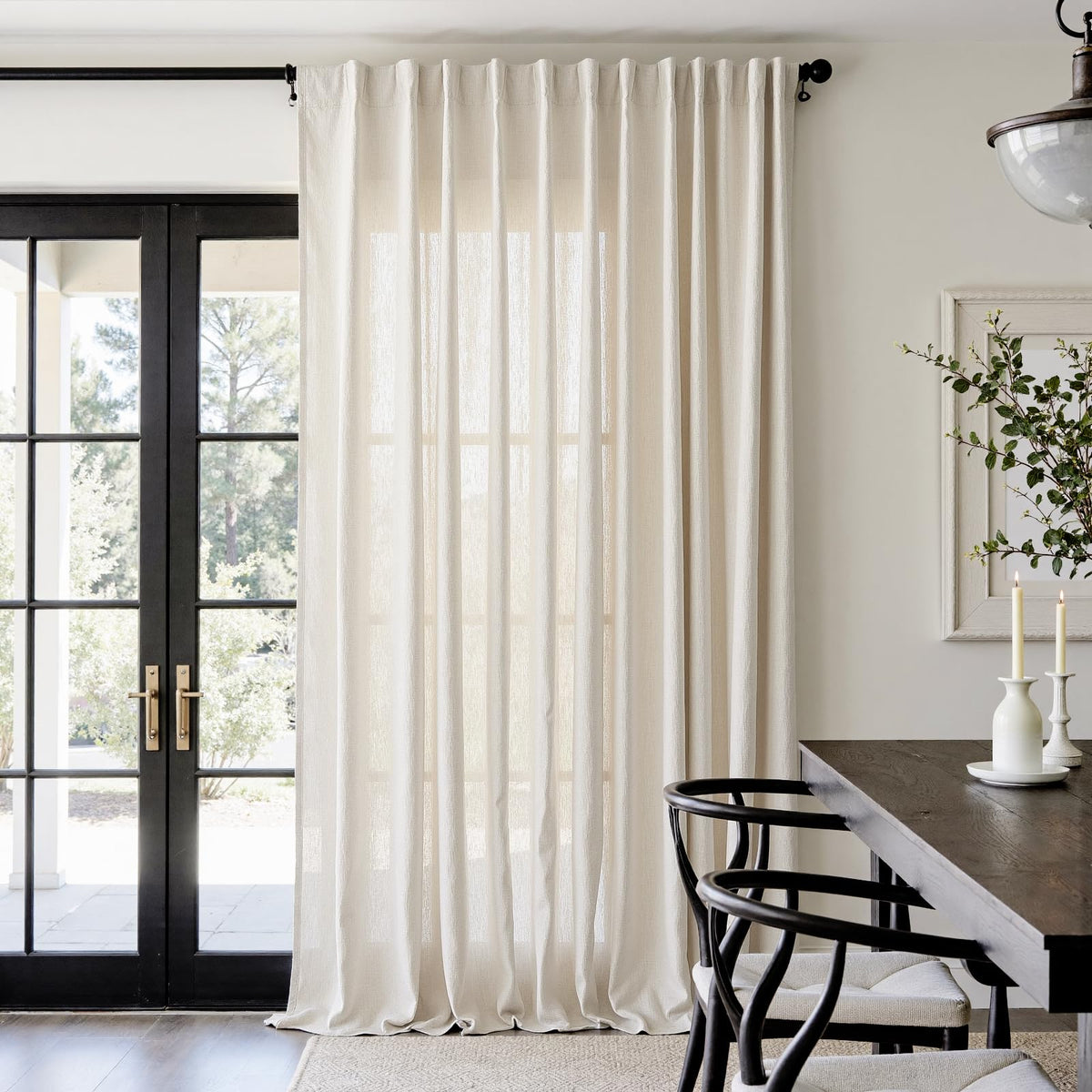 jinchan Linen Curtains Light Filtering Back Tab 50x96 Inch 2 Panels Beige