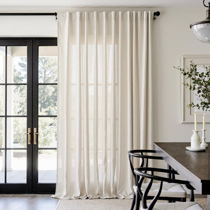 jinchan Linen Curtains Light Filtering Back Tab 50x96 Inch 2 Panels Beige