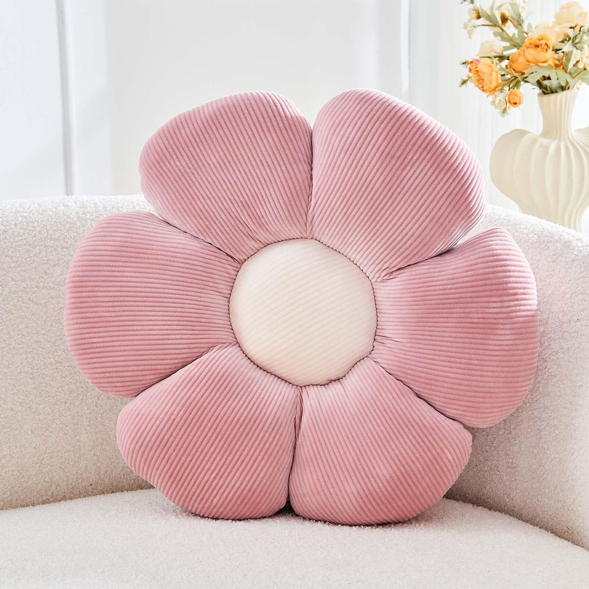 Kcvvcr Flower Throw Pillow, Soft White 14.9" Shaped Floor Pillow for Home Decor, Cute Aesthetic Plush Decorative Pillows for Bed, Sofa, Couch