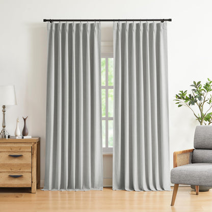 Vision Home Sand Pinch Pleated Full Blackout Curtains Linen Blended Room Darkening Window Curtains 95 inch for Living Room Bedroom Thermal Insulated Pinch Pleat Drapes with Hooks 2 Panel 40" Wx95 L