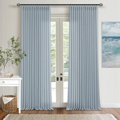 TWODRAPES Natural Pinch Pleated Linen Semi Sheer 84 Inch Curtains 2 Panels