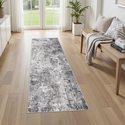 UERMEI 8x10 Area Rug Living Room Rugs - Washable Neutral Modern Abstract Soft Thin Large Rug Indoor Floor No Slip Rug Carpet for Bedroom Under Dining Table Home Office Decor - Brown Grey