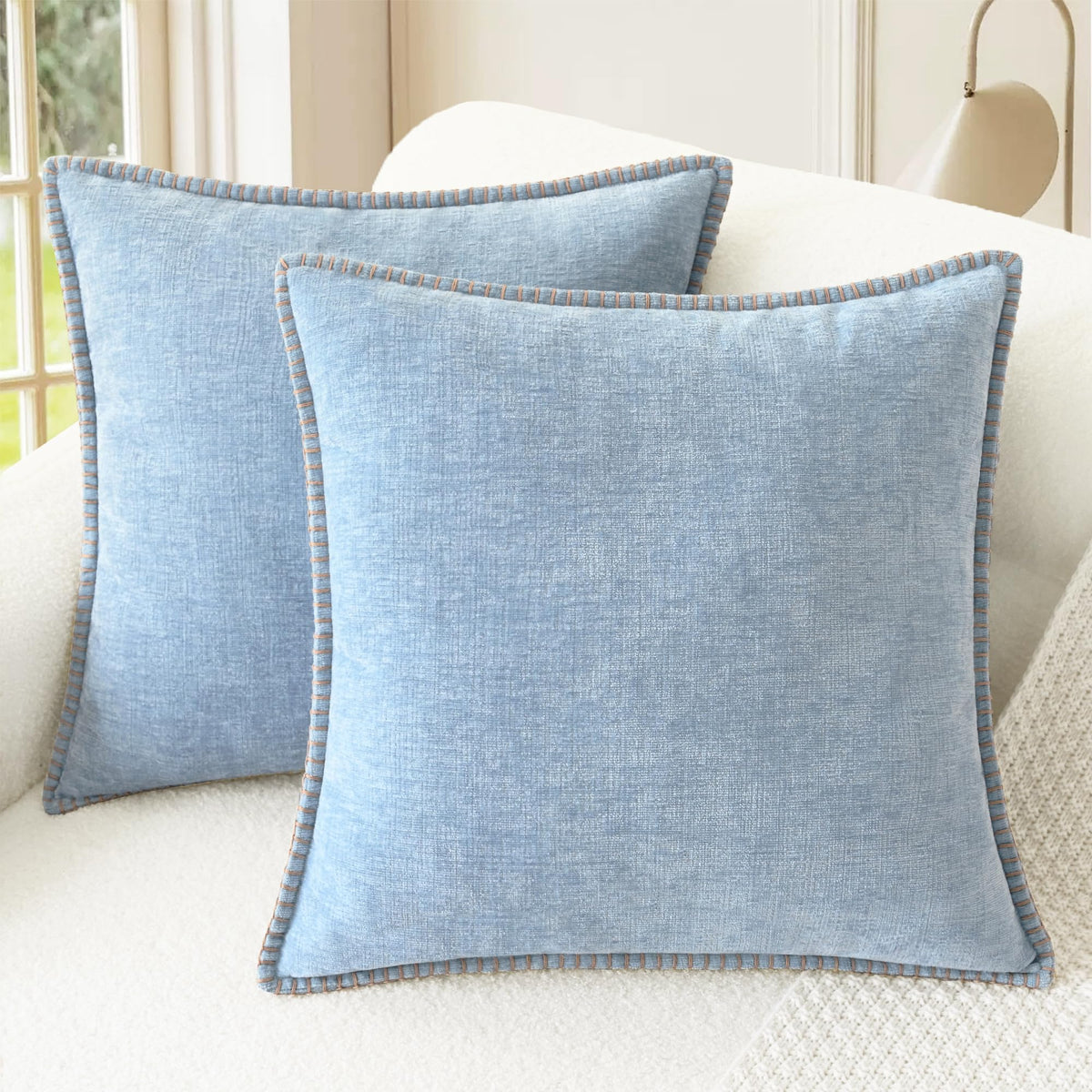CaliTime Decorative Couch Throw Pillow Covers 18 X 18 Inches Smoke Blue