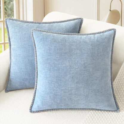 CaliTime Decorative Couch Throw Pillow Covers 18 X 18 Inches Smoke Blue