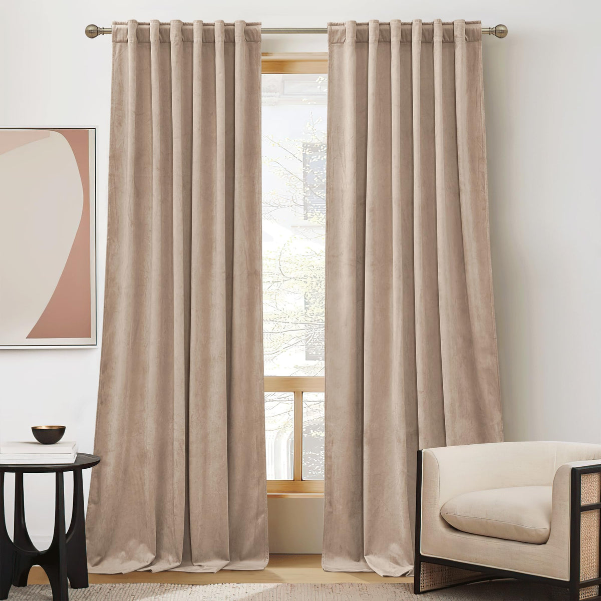 RYB HOME Blue Velvet Blackout Curtains for 84 inches Bedroom Living Room