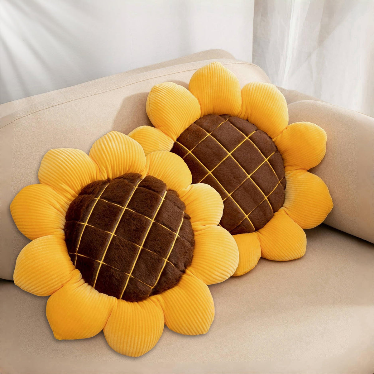 2 Pcs Sunflower Pillow 15" Yellow Decorative Throw Pillows for Home Decor