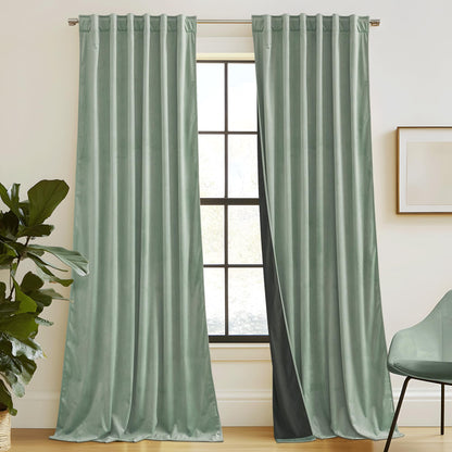 RYB HOME Blue Velvet Blackout Curtains for 84 inches Bedroom Living Room