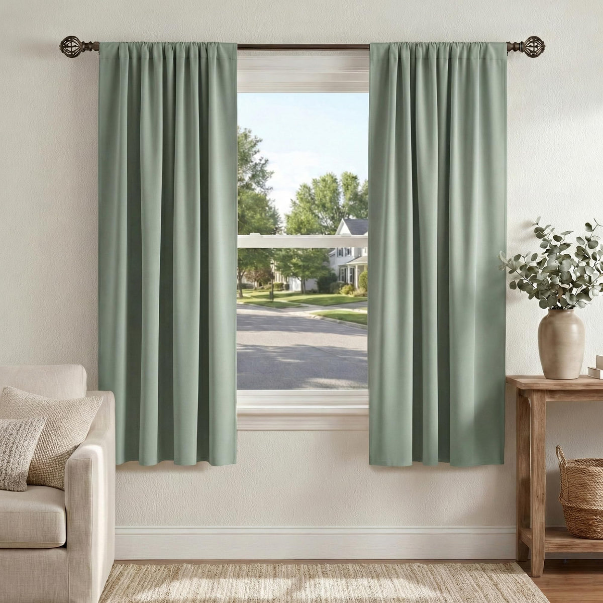 PONY DANCE Black Out Curtains 72 inch Long, Black, 2 Panels