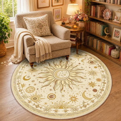 Vacuum-Friendly, 5x7 Washable Area Rug, Black Gold Beige Red