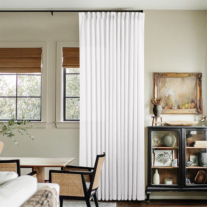 TWODRAPES Natural Pinch Pleated Linen Semi Sheer 84 Inch Curtains 2 Panels