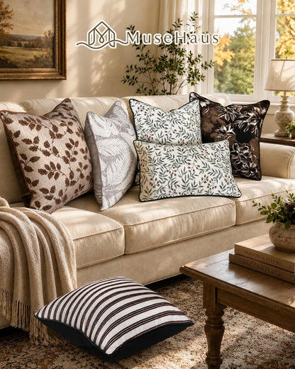 Chenille Throw Pillow Cover, 18x18 Inch, Fall Floral