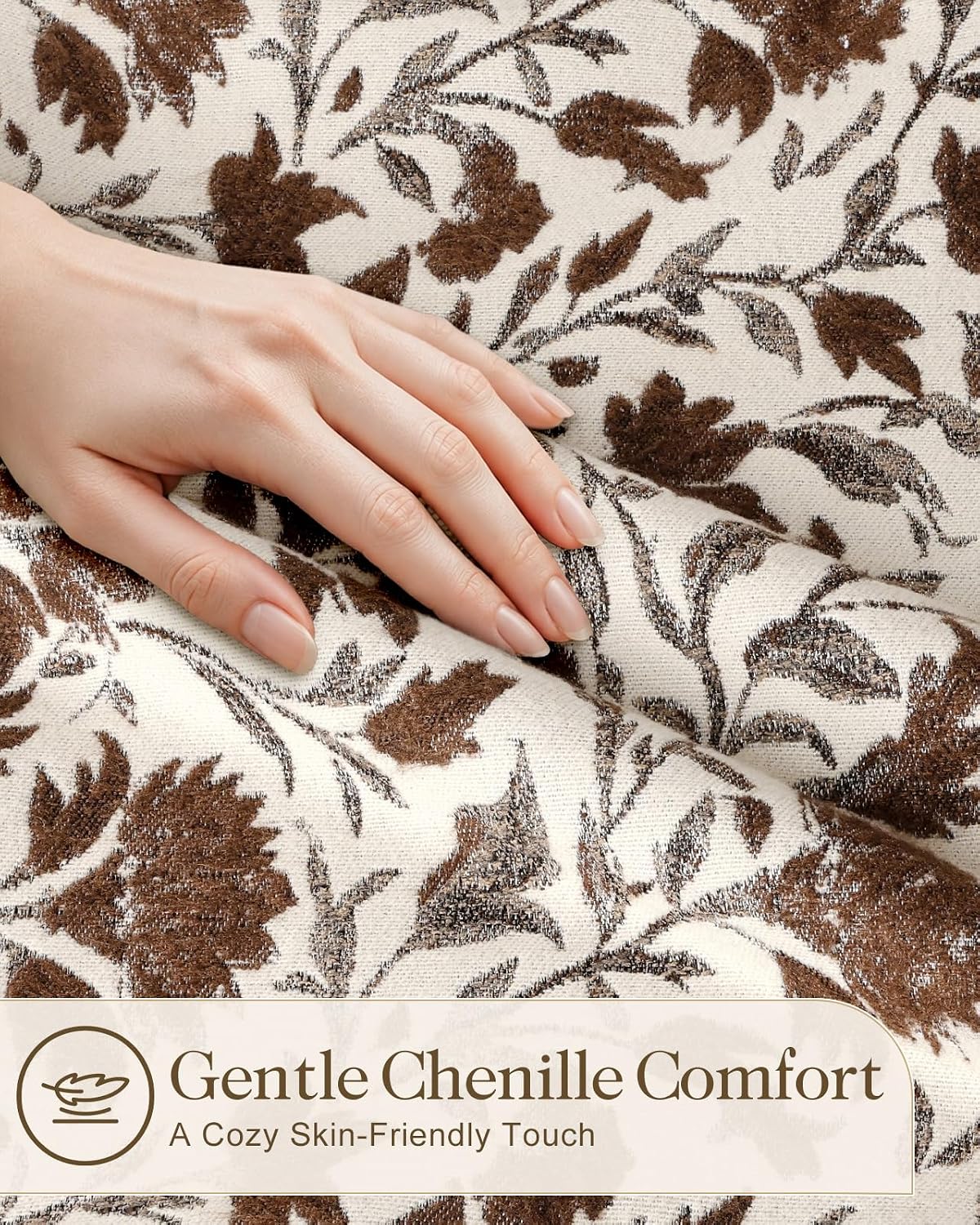 Chenille Throw Pillow Cover, 18x18 Inch, Fall Floral