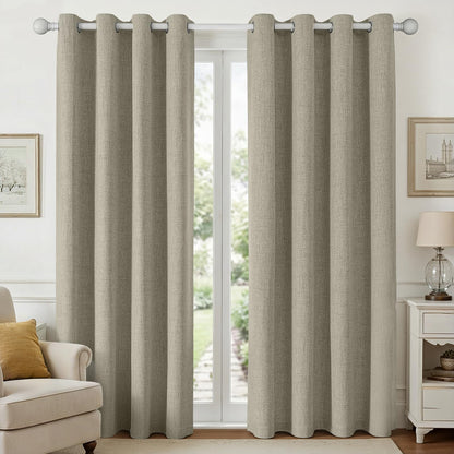 Joydeco 100% Blackout Curtains 63 Inch Length 2 Panels, Greyish White
