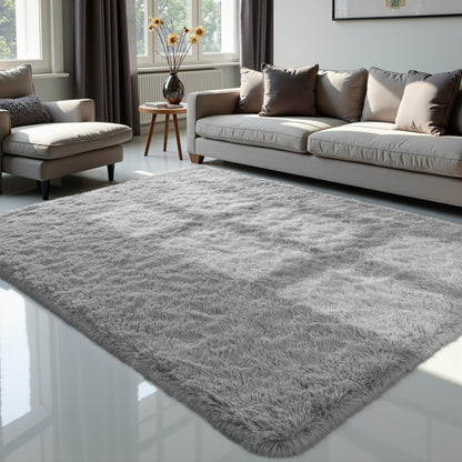 Zentavio 5x8 Area Rugs for Bedroom Fluffy Rugs for Living Room Carpet Large Fuzzy Soft Shag Aesthetic Plush High Pile Gray Throw Rug for Nursery Kids Room Dorm Waved Grey