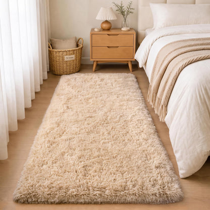 Ultra Soft Runner Rugs for Bedroom Hallways with Upgraded Non-Slip Rubber Backing & Thick Memory Sponge, 2x6 Feet Fluffy Shag Throw Area Rug for Bedside Dorm Dark Grey