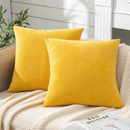 GAWAMAY Lumbar Support Pillow Decorative Rectangle Throw Pillow Covers 12"x20" Inch Set of 2, Soft Chenille Fall Pillowcase for Living Room Bedroom Sofa Couch Cushion Cover Grey 30x50cm (No Insert)