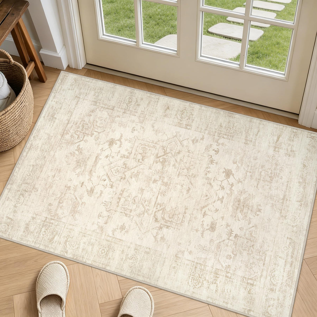 8x10 Area Rugs Living Room: Bedroom Neutral Washable Carpet Beige
