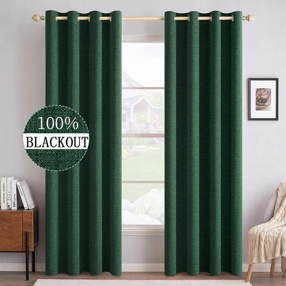 MIULEE 100% Blackout Linen Curtains for Bedroom 52x84 Inches Natural Beige