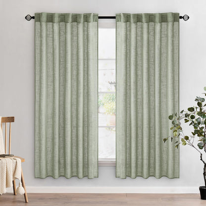 MIULEE Natural White Linen Curtains 52x84 Inch Long for Bedroom Living Room