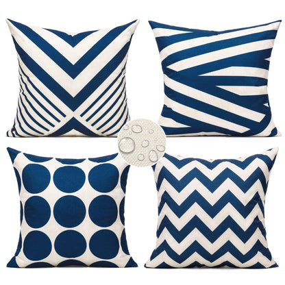 All Smiles Outdoor Waterproof Throw Pillow Covers 18X18 Set of 4,Orange Decorative Cushion Covers Boho Decorations Outside for Patio Furniture Porch Seat Chair Couch Sofa Living Room Geometric
