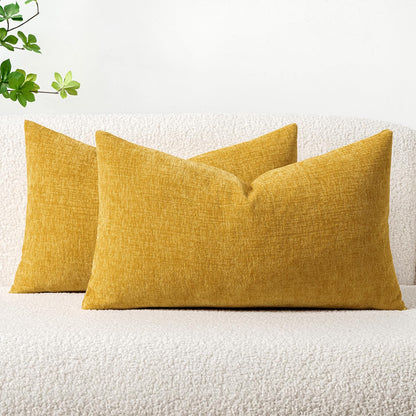 MIULEE Soft Chenille Throw Pillow Covers Sage Green 18x18 Inch Pack of 2