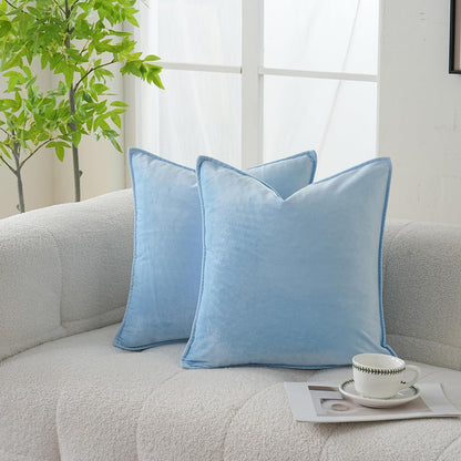 Velvet Navy Blue Throw Pillow Covers 18”x18”Pack of 2 Soft Decorative