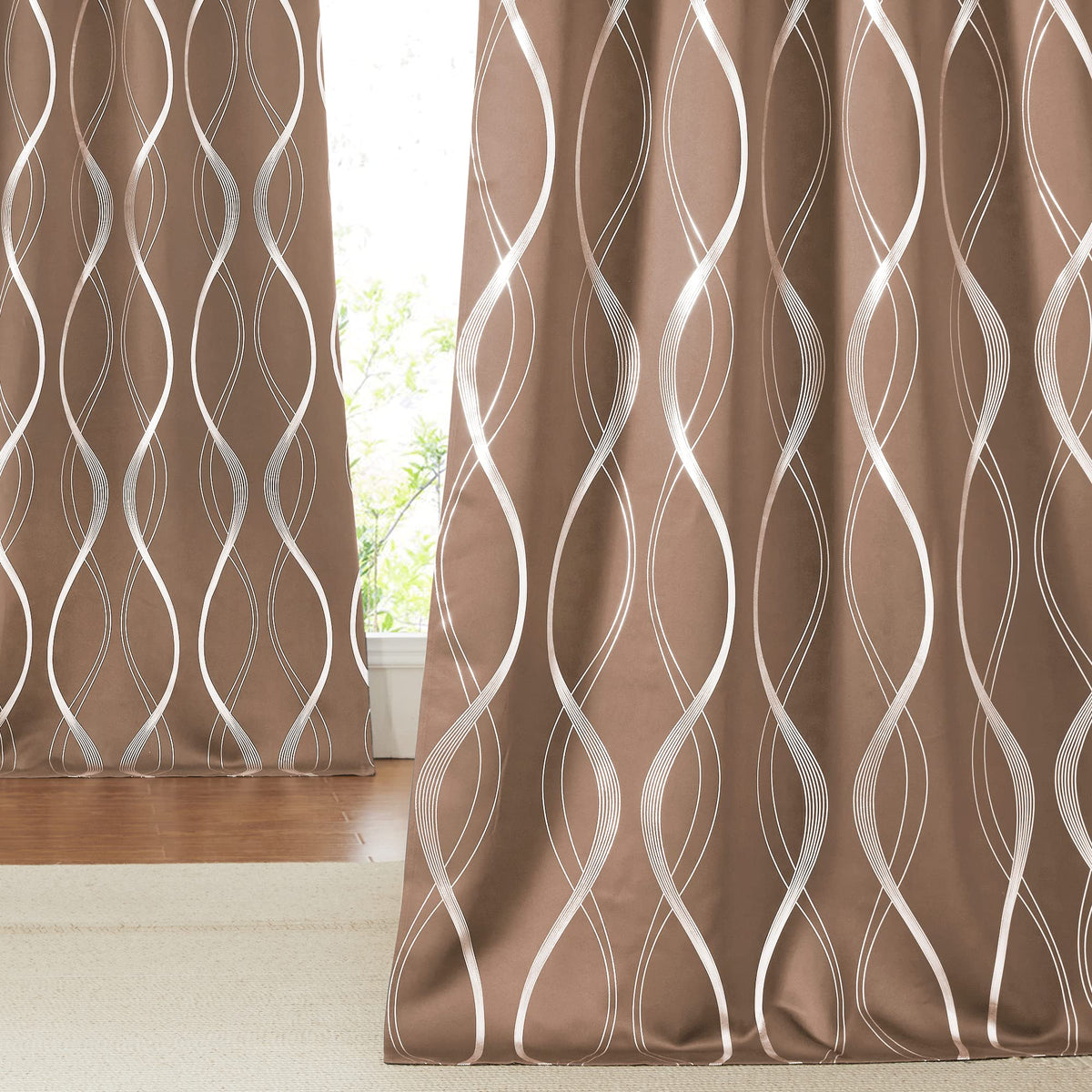 NICETOWN Grey Blackout Striped Pattern Curtains for Living Room, 52 x 84