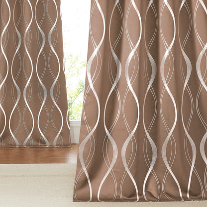 NICETOWN Grey Blackout Striped Pattern Curtains for Living Room, 52 x 84