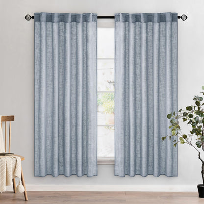 MIULEE Natural White Linen Curtains 52x84 Inch Long for Bedroom Living Room