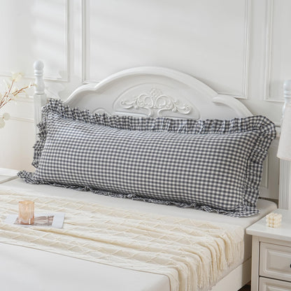 14x36 inches Sage Green Plaid Ruffle Lumbar Pillow Sham 1 Piece