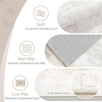 Area Rugs 8x10 Living Room: Washable Rug Modern Abstract Large Rugs Soft Non Slip Neutral Rug Stain Resistant Indoor Carpet for Bedroom Kitchen Dining Room Table Nursery Home Office Rugs(Beige,8'x10')