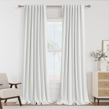 Guken Cream Linen Blackout Curtains 84 Inch Length 2 Panels Set for Living Room Bedroom Back Tab Thermal Insulated 100% Black Out Drapes Room Darkening Window Curtain Ivory Natural Beige