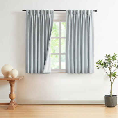 Vision Home Sand Pinch Pleated Full Blackout Curtains Linen Blended Room Darkening Window Curtains 95 inch for Living Room Bedroom Thermal Insulated Pinch Pleat Drapes with Hooks 2 Panel 40" Wx95 L
