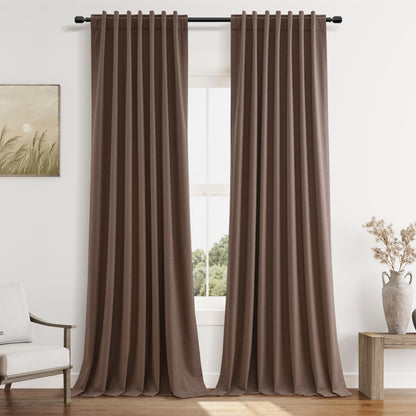 Guken Cream Linen Blackout Curtains 84 Inch Length 2 Panels Set for Living Room Bedroom Back Tab Thermal Insulated 100% Black Out Drapes Room Darkening Window Curtain Ivory Natural Beige
