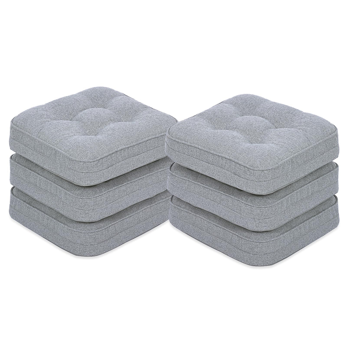 GOFORIT Chair Cushions,Tufted Shredded Memory Foam Chair Pads, Non-Slip Seat Cushions with Removable Cover, 16'' x 16'', Beige