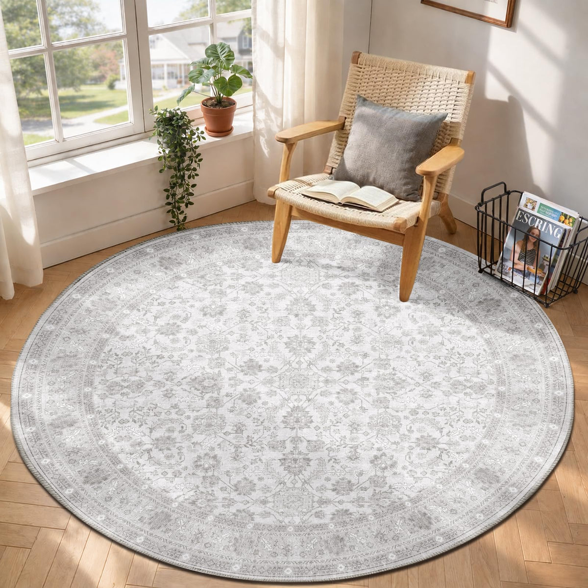 OPPODREAM Vintage Blue Area Rugs 5x7, Washable Rug for Living Room