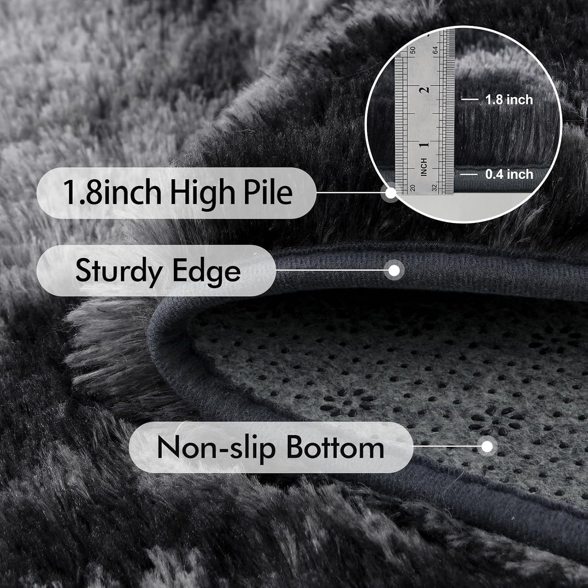 6x9 Ft Large Shag Rugs for Living Room Decor, Tie-Dyed Ultra Soft Fluffy Furry Area Rugs for Bedroom Indoor Floor, Aesthetic Carpet for Kids Home (Dark Grey)