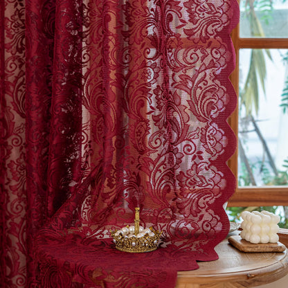ALIGOGO Black Lace Curtains for Living Room, Gothic Decor, 52W x 84L Inch