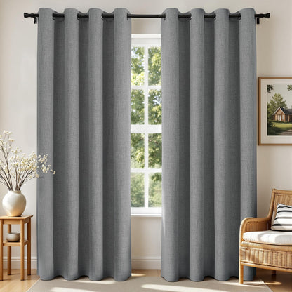 Joydeco Blackout Curtains 84 Inch Long, Linen Black Out Curtains for Bedroom 2 Panels with Grommet, Thermal Insulated, Noise Reducing Room Darkening Drapes Privacy Protection for Living Room Window