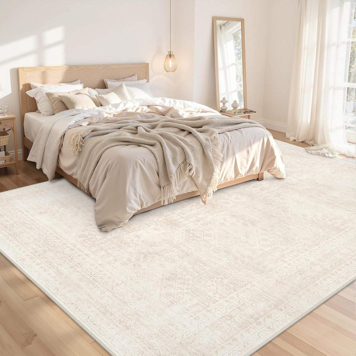 8x10 Area Rugs Living Room: Bedroom Neutral Washable Carpet Beige