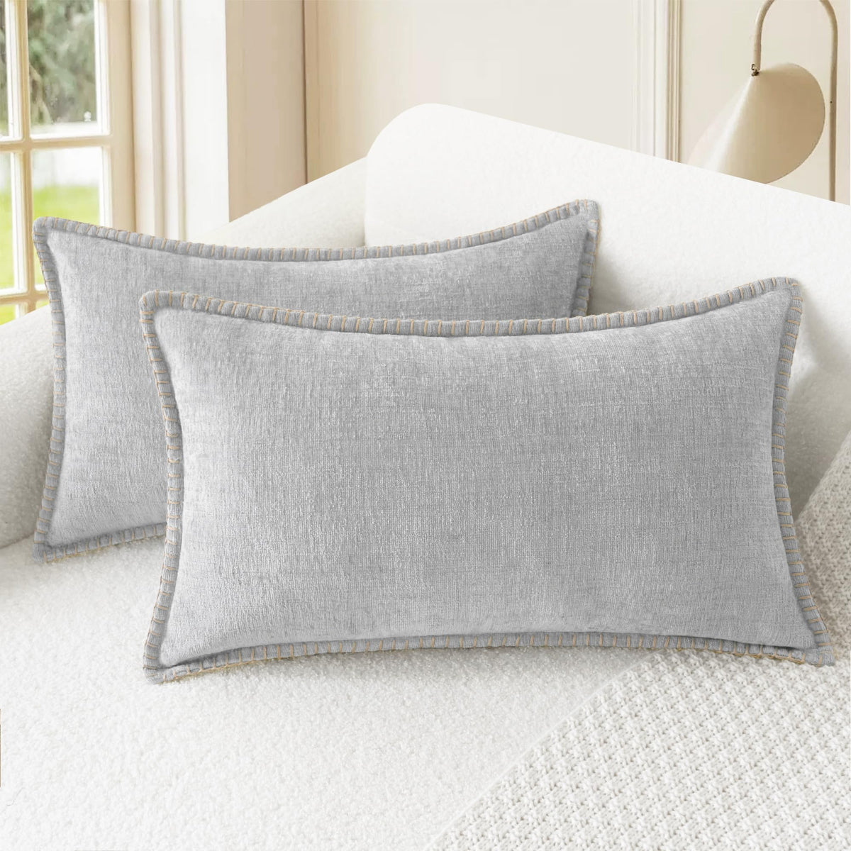CaliTime Decorative Couch Throw Pillow Covers 18 X 18 Inches Smoke Blue