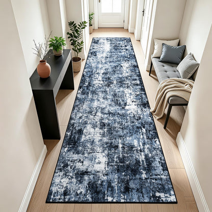 Rugflix 8x10 Area Rug for Living Room, Washable Navy Blue Dark Black Carpet
