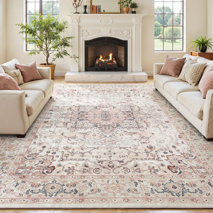Sage Green 8x10 Area Rug for Living Room, Vintage Boho Large Carpet