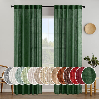 MIULEE Natural White Linen Curtains 52x84 Inch Long for Bedroom Living Room