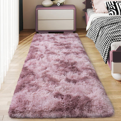 Ultra Soft Runner Rugs for Bedroom Hallways with Upgraded Non-Slip Rubber Backing & Thick Memory Sponge, 2x6 Feet Fluffy Shag Throw Area Rug for Bedside Dorm Dark Grey